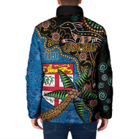 Fijian and Australian Culture Together Padded Jacket Aboriginal Art and Tapa Motifs with Kangaroo and Palm Tree LT03 - Polynesian Pride