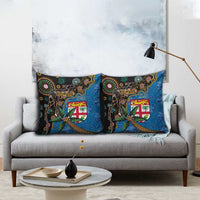 Fijian and Australian Culture Together Pillow Cover Aboriginal Art and Tapa Motifs with Kangaroo and Palm Tree LT03 - Polynesian Pride
