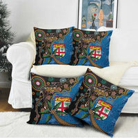 Fijian and Australian Culture Together Pillow Cover Aboriginal Art and Tapa Motifs with Kangaroo and Palm Tree LT03 - Polynesian Pride