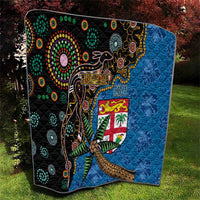Fijian and Australian Culture Together Quilt Aboriginal Art and Tapa Motifs with Kangaroo and Palm Tree LT03 - Polynesian Pride