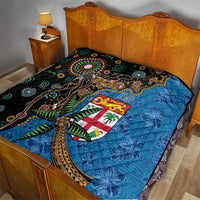 Fijian and Australian Culture Together Quilt Aboriginal Art and Tapa Motifs with Kangaroo and Palm Tree LT03 - Polynesian Pride