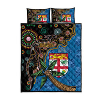 Fijian and Australian Culture Together Quilt Bed Set Aboriginal Art and Tapa Motifs with Kangaroo and Palm Tree LT03 - Polynesian Pride