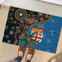Fijian and Australian Culture Together Rubber Doormat Aboriginal Art and Tapa Motifs with Kangaroo and Palm Tree LT03 - Polynesian Pride