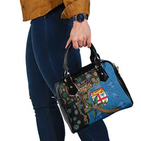 Fijian and Australian Culture Together Shoulder Handbag Aboriginal Art and Tapa Motifs with Kangaroo and Palm Tree LT03 - Polynesian Pride