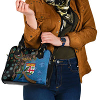 Fijian and Australian Culture Together Shoulder Handbag Aboriginal Art and Tapa Motifs with Kangaroo and Palm Tree LT03 - Polynesian Pride