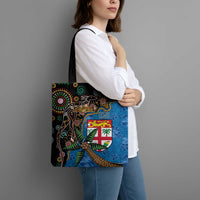 Fijian and Australian Culture Together Tote Bag Aboriginal Art and Tapa Motifs with Kangaroo and Palm Tree LT03 - Polynesian Pride