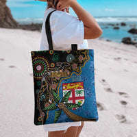 Fijian and Australian Culture Together Tote Bag Aboriginal Art and Tapa Motifs with Kangaroo and Palm Tree LT03 - Polynesian Pride