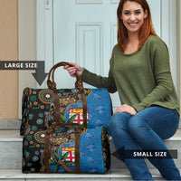 Fijian and Australian Culture Together Travel Bag Aboriginal Art and Tapa Motifs with Kangaroo and Palm Tree LT03 - Polynesian Pride