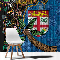 Fijian and Australian Culture Together Window Curtain Aboriginal Art and Tapa Motifs with Kangaroo and Palm Tree LT03 - Polynesian Pride