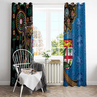 Fijian and Australian Culture Together Window Curtain Aboriginal Art and Tapa Motifs with Kangaroo and Palm Tree LT03 - Polynesian Pride