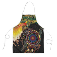 Papua New Guinea and Australia Together Apron Bird of Paradise and Kangaroo Melanesian Aboriginal Motifs LT03 Black - Polynesian Pride