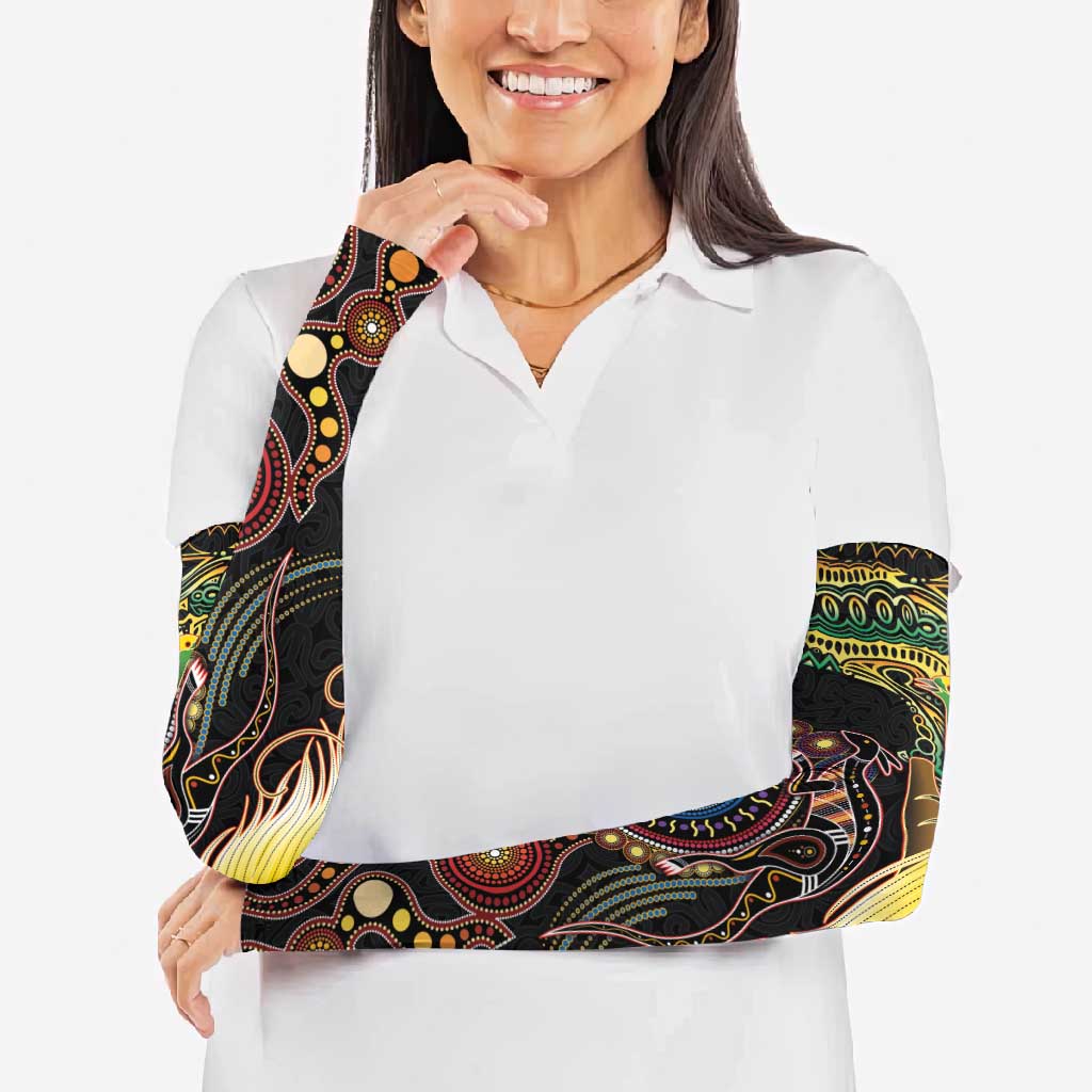 Papua New Guinea and Australia Together Arm Sleeves Bird of Paradise and Kangaroo Melanesian Aboriginal Motifs LT03 - Polynesian Pride