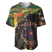 Papua New Guinea and Australia Together Baseball Jersey Bird of Paradise and Kangaroo Melanesian Aboriginal Motifs LT03 Black - Polynesian Pride
