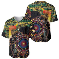 Papua New Guinea and Australia Together Baseball Jersey Bird of Paradise and Kangaroo Melanesian Aboriginal Motifs LT03 - Polynesian Pride
