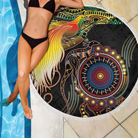 Papua New Guinea and Australia Together Beach Blanket Bird of Paradise and Kangaroo Melanesian Aboriginal Motifs LT03 - Polynesian Pride