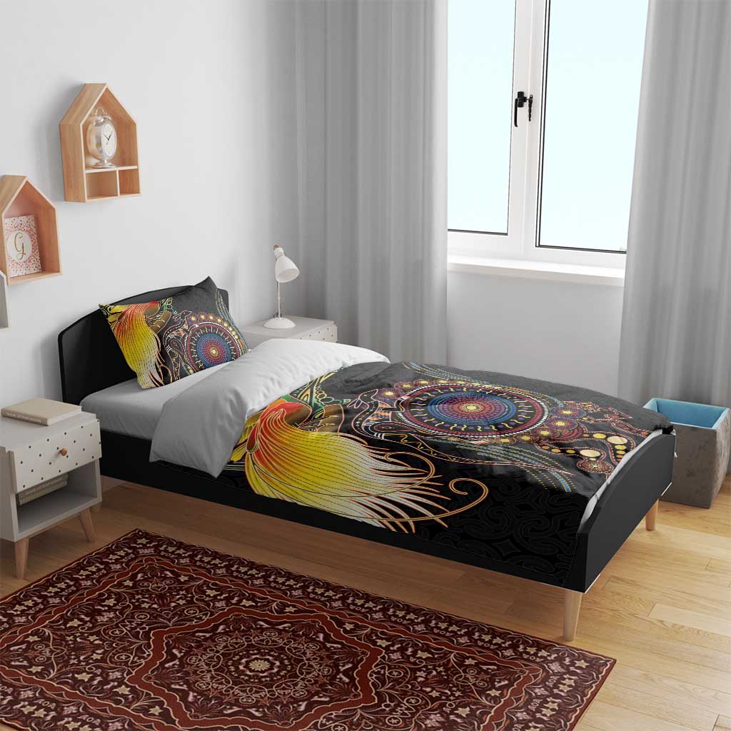 Papua New Guinea and Australia Together Bedding Set Bird of Paradise and Kangaroo Melanesian Aboriginal Motifs LT03 - Polynesian Pride
