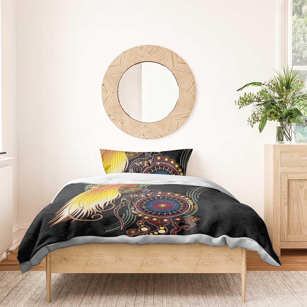 Papua New Guinea and Australia Together Bedding Set Bird of Paradise and Kangaroo Melanesian Aboriginal Motifs LT03 - Polynesian Pride