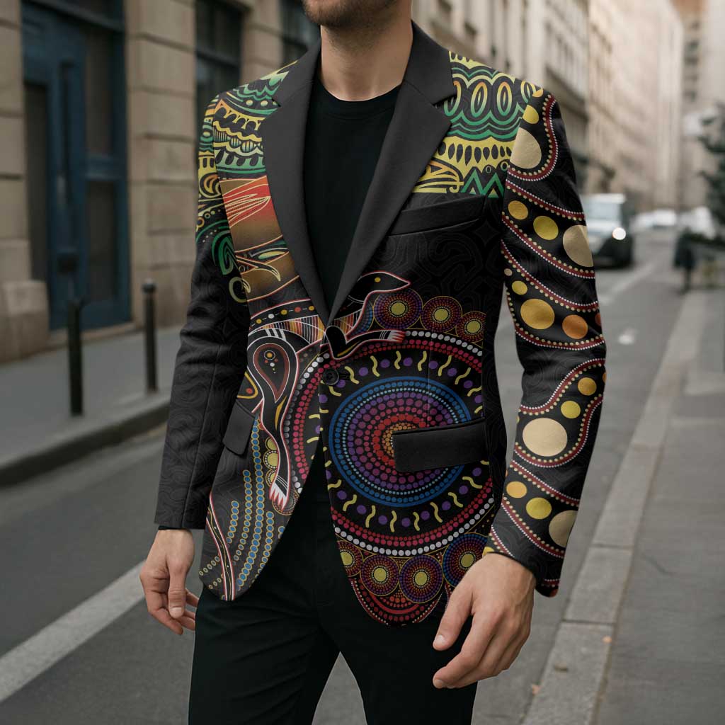 Papua New Guinea and Australia Together Blazer Bird of Paradise and Kangaroo Melanesian Aboriginal Motifs LT03 - Polynesian Pride