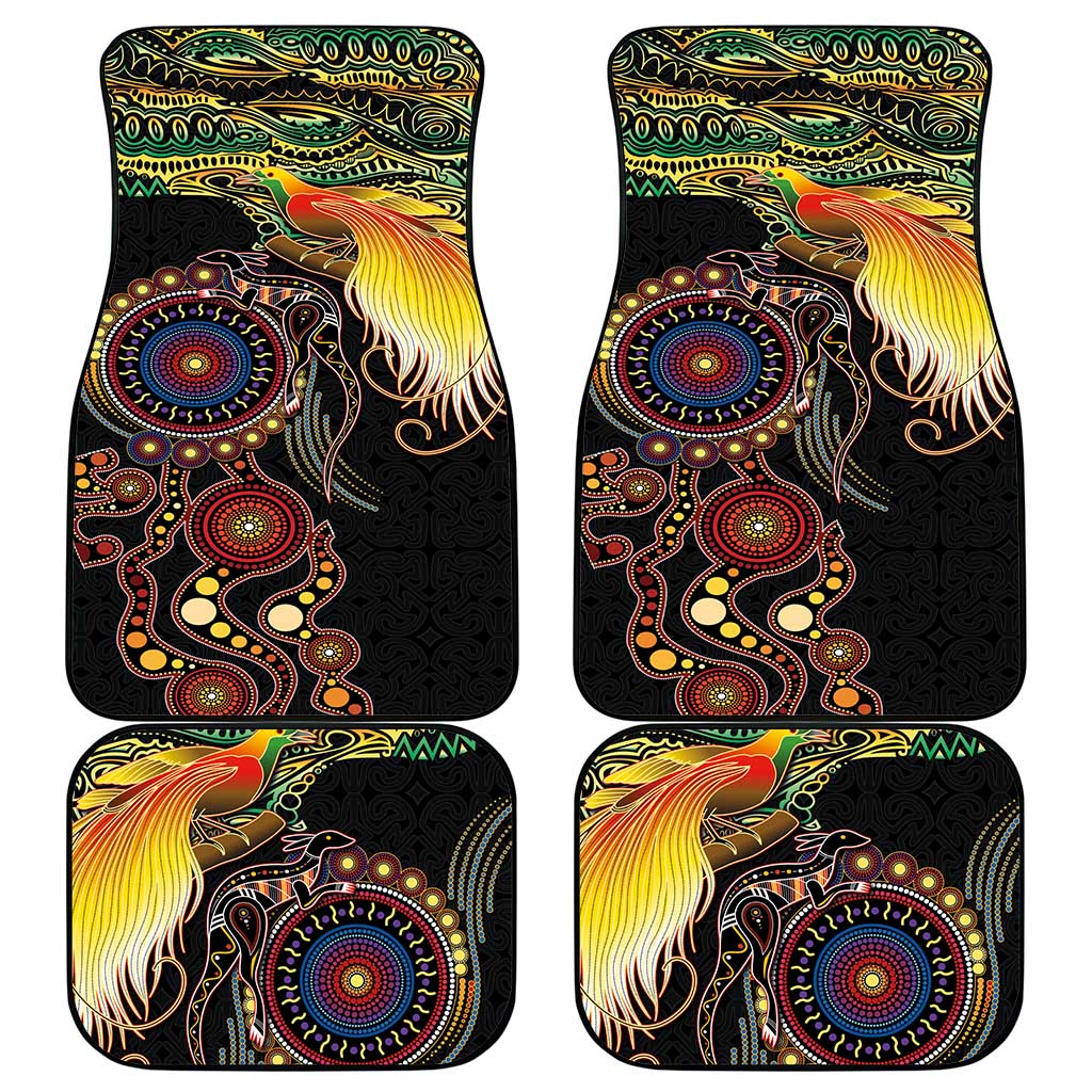 Papua New Guinea and Australia Together Car Mats Bird of Paradise and Kangaroo Melanesian Aboriginal Motifs LT03 - Polynesian Pride