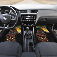 Papua New Guinea and Australia Together Car Mats Bird of Paradise and Kangaroo Melanesian Aboriginal Motifs LT03 Set 2pcs - Front Black - Polynesian Pride