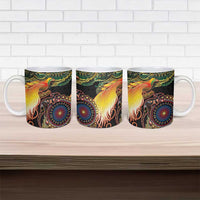 Papua New Guinea and Australia Together Ceramic Mug Bird of Paradise and Kangaroo Melanesian Aboriginal Motifs LT03 - Polynesian Pride