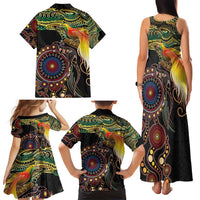 Papua New Guinea and Australia Together Family Matching Tank Maxi Dress and Hawaiian Shirt Bird of Paradise and Kangaroo Melanesian Aboriginal Motifs - Polynesian Pride