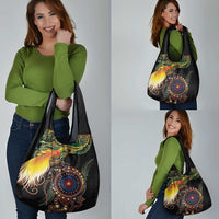 Papua New Guinea and Australia Together Grocery Bag Bird of Paradise and Kangaroo Melanesian Aboriginal Motifs LT03 - Polynesian Pride
