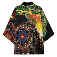 Papua New Guinea and Australia Together Kimono Bird of Paradise and Kangaroo Melanesian Aboriginal Motifs LT03 - Polynesian Pride