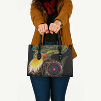 Papua New Guinea and Australia Together Leather Bag Bird of Paradise and Kangaroo Melanesian Aboriginal Motifs LT03 - Polynesian Pride