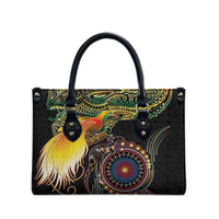 Papua New Guinea and Australia Together Leather Bag Bird of Paradise and Kangaroo Melanesian Aboriginal Motifs LT03 - Polynesian Pride
