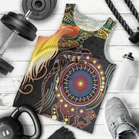 Papua New Guinea and Australia Together Men Tank Top Bird of Paradise and Kangaroo Melanesian Aboriginal Motifs LT03 - Polynesian Pride