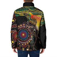 Papua New Guinea and Australia Together Padded Jacket Bird of Paradise and Kangaroo Melanesian Aboriginal Motifs LT03 - Polynesian Pride