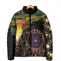 Papua New Guinea and Australia Together Padded Jacket Bird of Paradise and Kangaroo Melanesian Aboriginal Motifs LT03 - Polynesian Pride