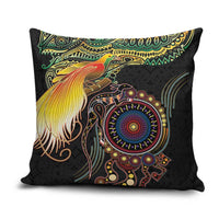 Papua New Guinea and Australia Together Pillow Cover Bird of Paradise and Kangaroo Melanesian Aboriginal Motifs LT03 Black - Polynesian Pride