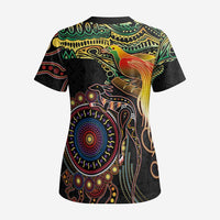 Papua New Guinea and Australia Together Scrub Top Bird of Paradise and Kangaroo Melanesian Aboriginal Motifs LT03 - Polynesian Pride