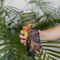Papua New Guinea and Australia Together Skinny Tumbler Bird of Paradise and Kangaroo Melanesian Aboriginal Motifs LT03 - Polynesian Pride