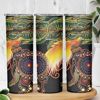 Papua New Guinea and Australia Together Skinny Tumbler Bird of Paradise and Kangaroo Melanesian Aboriginal Motifs LT03 - Polynesian Pride
