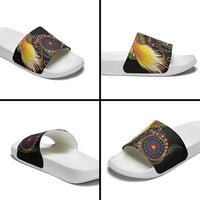 Papua New Guinea and Australia Together Slide Sandals Bird of Paradise and Kangaroo Melanesian Aboriginal Motifs LT03 - Polynesian Pride