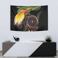 Papua New Guinea and Australia Together Tapestry Bird of Paradise and Kangaroo Melanesian Aboriginal Motifs LT03 - Polynesian Pride