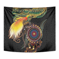 Papua New Guinea and Australia Together Tapestry Bird of Paradise and Kangaroo Melanesian Aboriginal Motifs LT03 - Polynesian Pride
