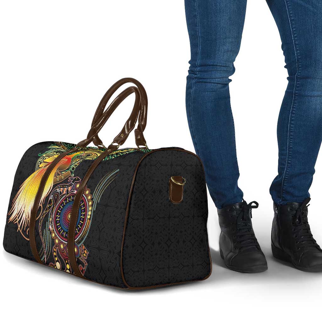 Papua New Guinea and Australia Together Travel Bag Bird of Paradise and Kangaroo Melanesian Aboriginal Motifs LT03 - Polynesian Pride