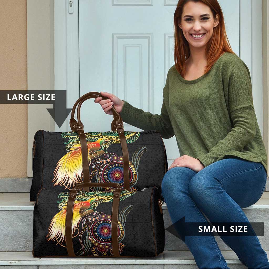 Papua New Guinea and Australia Together Travel Bag Bird of Paradise and Kangaroo Melanesian Aboriginal Motifs LT03 - Polynesian Pride