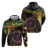 Papua New Guinea and Australia Together Zip Hoodie Bird of Paradise and Kangaroo Melanesian Aboriginal Motifs LT03 - Polynesian Pride