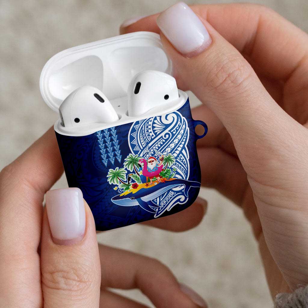 Hawaiian Mele Kalikimaka AirPods Case Funny Santa on Whale Island with Kakau Tattoos LT03 - Polynesian Pride