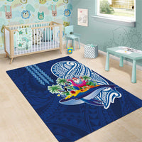 Hawaiian Mele Kalikimaka Area Rug Funny Santa on Whale Island with Kakau Tattoos LT03 - Polynesian Pride