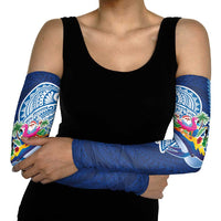 Hawaiian Mele Kalikimaka Arm Sleeves Funny Santa on Whale Island with Kakau Tattoos LT03 - Polynesian Pride