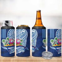 Hawaiian Mele Kalikimaka 4 in 1 Can Cooler Tumbler Funny Santa on Whale Island with Kakau Tattoos LT03 - Polynesian Pride