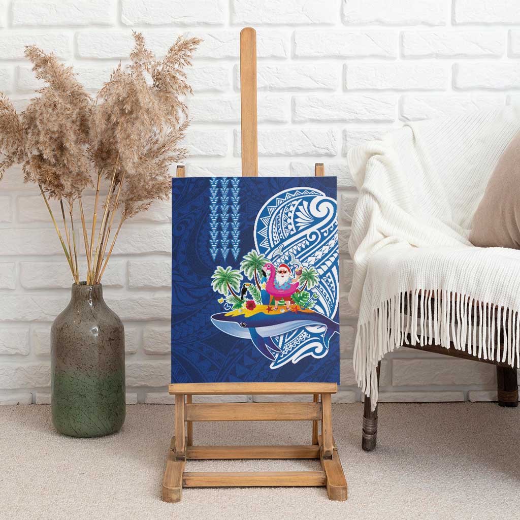 Hawaiian Mele Kalikimaka Canvas Wall Art Funny Santa on Whale Island with Kakau Tattoos LT03 - Polynesian Pride