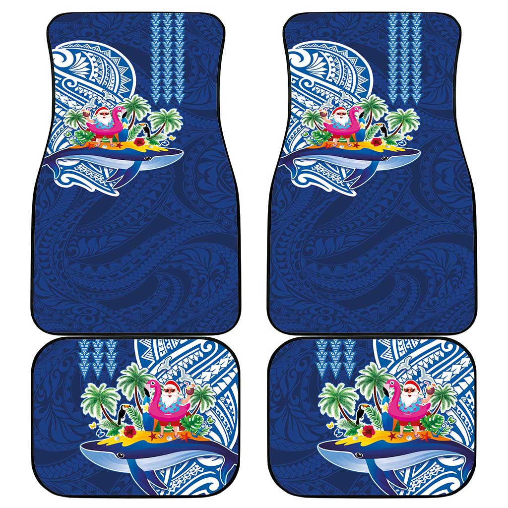 Hawaiian Mele Kalikimaka Car Mats Funny Santa on Whale Island with Kakau Tattoos LT03 - Polynesian Pride