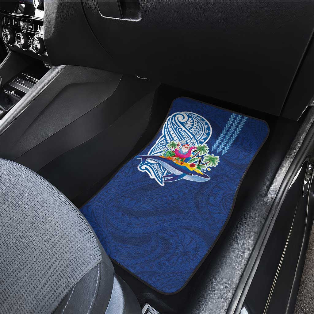 Hawaiian Mele Kalikimaka Car Mats Funny Santa on Whale Island with Kakau Tattoos LT03 - Polynesian Pride